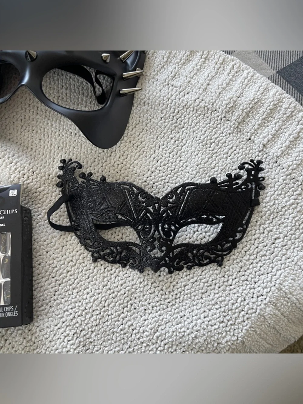 Halloween Costume Bundle Black Masks Whip Bunny Ears Cat Mask Gothic Set OS